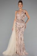 Robe De Soirée Perlé Longue Or ABU5003