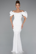 Robe Queue De Poisson Longue Blanc ABU4509