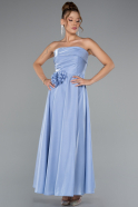 Robe De Cérémonie Satin Midi Bleu clair ABK2363