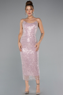 Robe de Cérémonie Midi Squameuse Poudre ABK2389