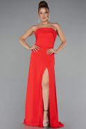 Robe de Soirée Longue Mousseline Rouge ABU5108