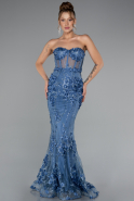 Robe Queue De Poisson Longue Indigo ABU5803