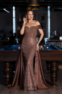 Robe de Soirée Longue Perlé Brun ABU5099
