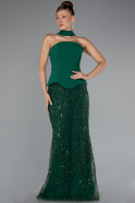 Robe de Soirée Longue Perlé Émeraude ABU5131
