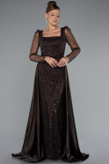 Robe De Soirée Longue Brun foncé ABU4603