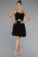 Tenue de Soirée Courte Mousseline Noir ABK2352