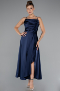 Robe de Cérémonie Midi Satin Bleu Marine ABK1586
