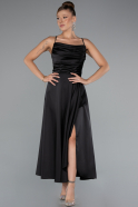 Robe de Cérémonie Midi Satin Noir ABK1586