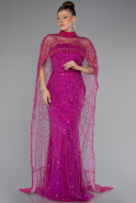Robe de Soirée Longue Perlé Fushia ABU5141