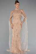 Robe de Soirée Longue Perlé Or ABU5141