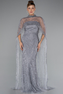 Robe de Soirée Longue Perlé Gris ABU5141