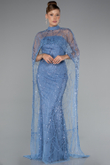 Robe de Soirée Longue Perlé Indigo ABU5141