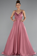 Robe de Soirée Longue Satin Couleur Rose ABU5146