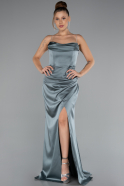 Robe Queue de Poisson Longue Satin Turquoise ABU5149