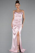 Robe Queue de Poisson Longue Satin Poudre ABU5149