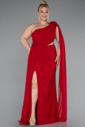 Robe Grande Taille Longue Mousseline Rouge ABU5145