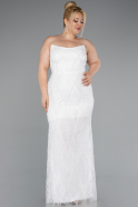 Robe De Soirée Grande Taille Perlé Longue Blanc ABU4789
