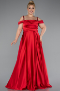 Robe De Fiançailles Grande Taille Satin Longue Rouge ABU4207