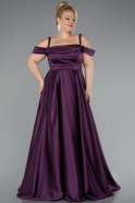 Robe De Fiançailles Grande Taille Satin Longue Violet ABU4207