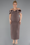Robe De Invitation Grande Taille Midi Brun ABK2379