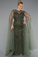 Robe De Fiançailles Grande Taille Perlé Longue Kaki ABU5050