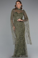 Robe de Soirée Longue Perlé Kaki ABU5152