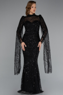 Robe de Soirée Longue Perlé Noir ABU5152
