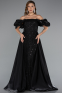 Robe de Soirée Longue Perlé Noir ABU5154