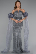 Robe De Soirée Longue Anthracite ABU5100