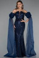 Robe De Soirée Longue Bleu Marine ABU5100