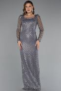 Robe de Soirée Longue Perlé Gris ABU5165