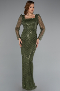 Robe de Soirée Longue Perlé Kaki ABU5165