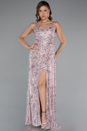 Robe de Soirée Longue Squameuse Poudre ABU5167