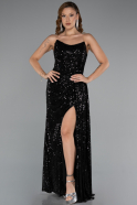 Robe de Soirée Longue Squameuse Noir ABU5167