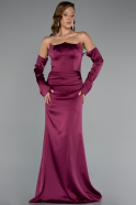 Robe de Soirée Longue Satin Prune ABU6033