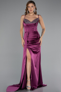 Robe de Soirée Longue Satin Prune ABU5171