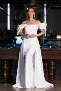 Robe de Soirée Longue Perlé Blanc ABU5154