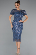 Robe de Cérémonie Midi Perlé Indigo ABK2412