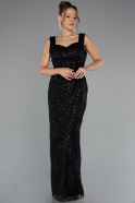 Robe de Soirée Longue Perlé Noir ABU5187