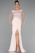 Robe De Soirée Longue Beige ABU4896
