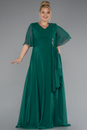 Robe de Soirée Grande Taille Longue Mousseline Émeraude ABU5180