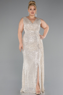 Robe De Soirée Grande Taille Squameuse Longue Beige ABU3194