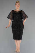 Robe De Invitation Grande Taille Midi Noir ABK2372