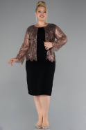 Robe De Soirée Grande Taille Midi Noir-Brun ABK2417
