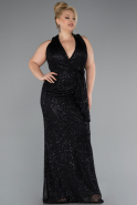 Robe Grande Taille Longue Squameuse Noir ABU5210