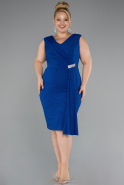 Robe de Soirée Grande Taille Midi Bleu Saxe ABK1752