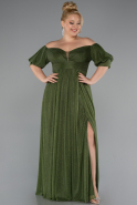 Robe De Soirée Grande Taille Longue Kaki ABU3615