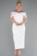 Robe De Invitation Grande Taille Midi Blanc ABK2379