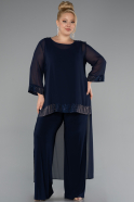 Robe De Soirée Mousseline Longue Bleu Marine ABT083