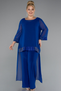 Robe De Soirée Mousseline Longue Bleu Saxe ABT083